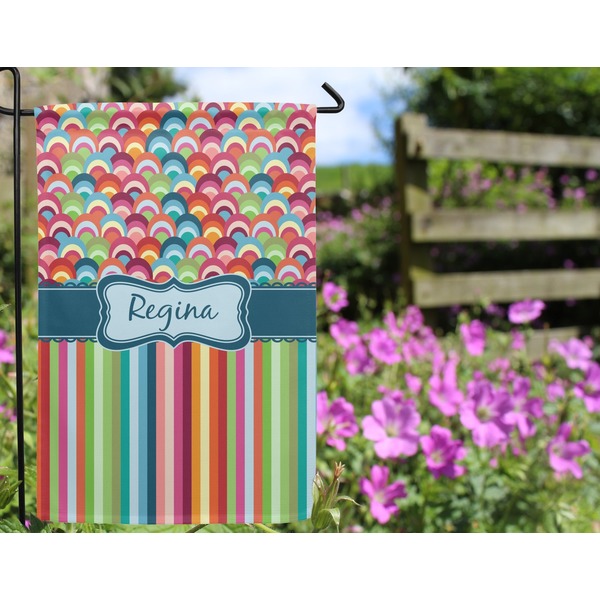 Retro Scales & Stripes Garden Flag - Outside In Flowers