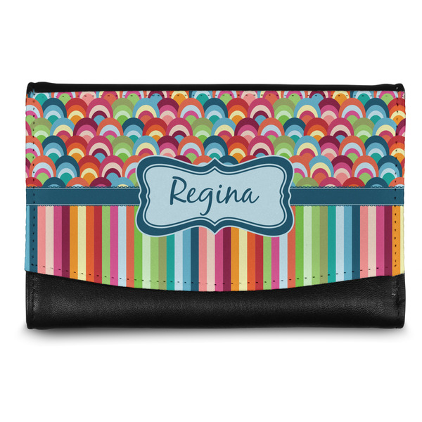 Custom Retro Scales & Stripes Genuine Leather Women's Wallet - Small (Personalized)