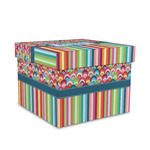 Retro Scales & Stripes Gift Box with Lid - Canvas Wrapped - Medium (Personalized)