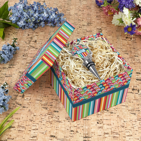 Retro Scales & Stripes Gift Boxes with Lid - Canvas Wrapped - Medium - In Context