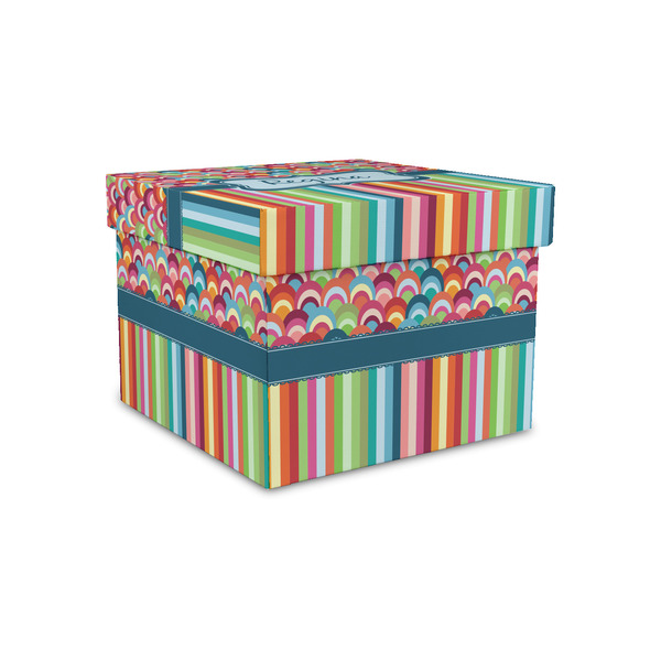 Custom Retro Scales & Stripes Gift Box with Lid - Canvas Wrapped - Small (Personalized)