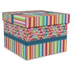 Retro Scales & Stripes Gift Box with Lid - Canvas Wrapped - X-Large (Personalized)