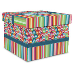 Retro Scales & Stripes Gift Box with Lid - Canvas Wrapped - XX-Large (Personalized)