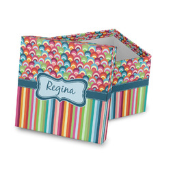 Retro Scales & Stripes Gift Box with Lid - Canvas Wrapped (Personalized)
