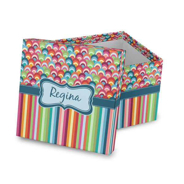 Custom Retro Scales & Stripes Gift Box with Lid - Canvas Wrapped (Personalized)