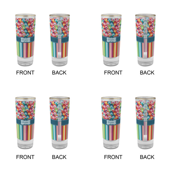 Retro Scales & Stripes Glass Shot Glass - 2 oz - Set of 4 - APPROVAL