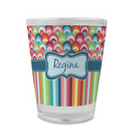 Retro Scales & Stripes Glass Shot Glass - 1.5 oz - Set of 4 (Personalized)