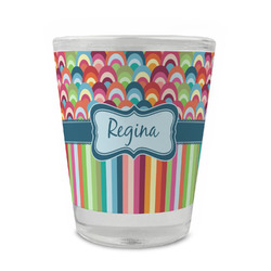Retro Scales & Stripes Glass Shot Glass - 1.5 oz - Set of 4 (Personalized)