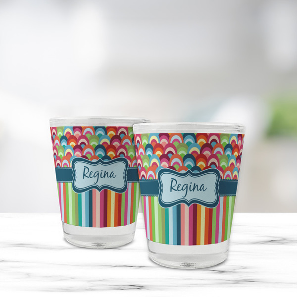 Retro Scales & Stripes Glass Shot Glass - Standard - LIFESTYLE