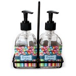 Retro Scales & Stripes Glass Soap & Lotion Bottle Set (Personalized)