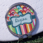 Retro Scales & Stripes Golf Ball Marker - Hat Clip