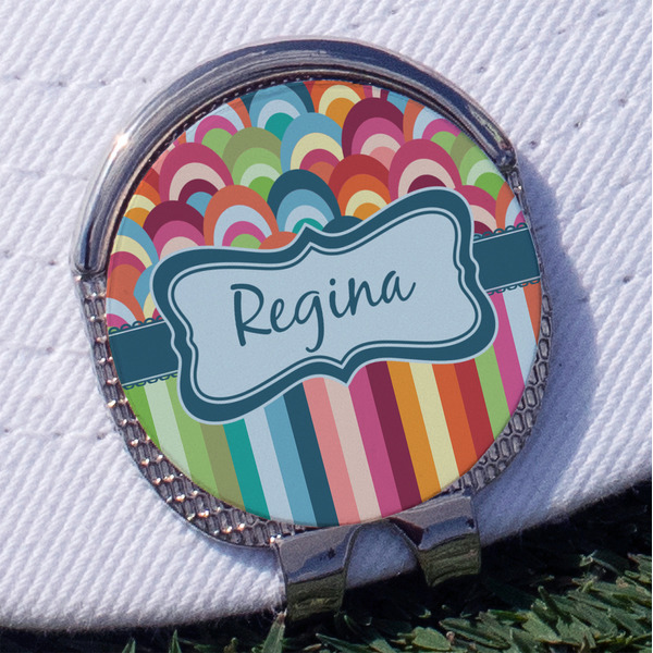 Custom Retro Scales & Stripes Golf Ball Marker - Hat Clip