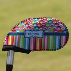 Retro Scales & Stripes Golf Club Iron Cover (Personalized)