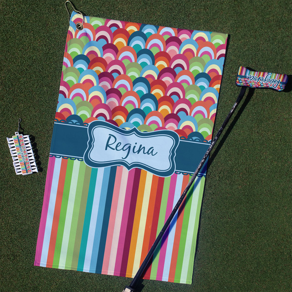Custom Retro Scales & Stripes Golf Towel Gift Set (Personalized)