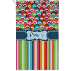 Retro Scales & Stripes Golf Towel - Poly-Cotton Blend - Small w/ Name or Text
