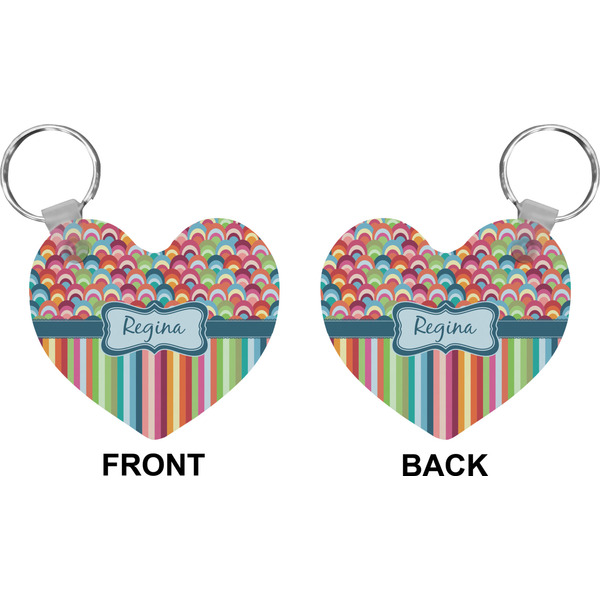 Retro Scales & Stripes Heart Keychain (Front + Back)