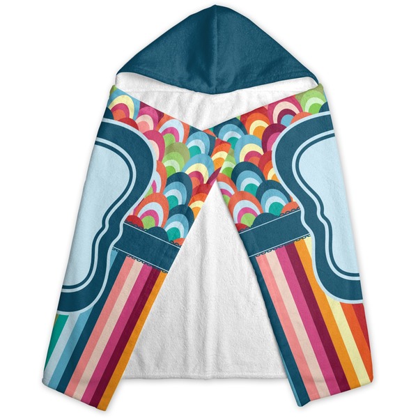 Retro Scales & Stripes Hooded Towel - Folded