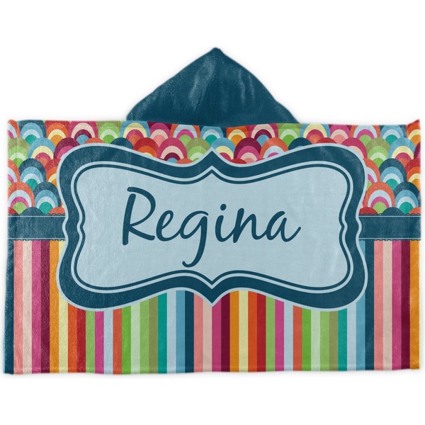 Custom Retro Scales & Stripes Kids Hooded Towel (Personalized)