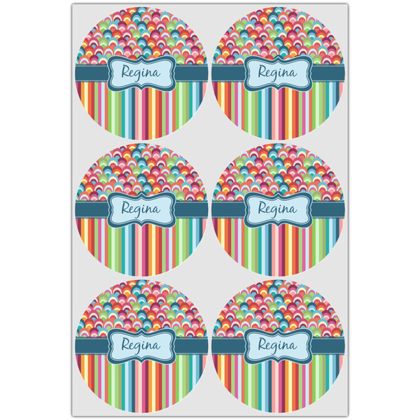 Retro Scales & Stripes Icing Circle - Large - Set of 6