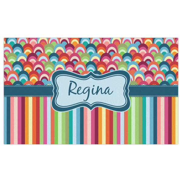 Retro Scales & Stripes Indoor / Outdoor Rug - 3'x5' - Front Flat