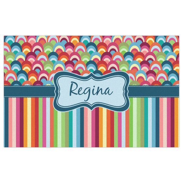 Retro Scales & Stripes Indoor / Outdoor Rug - 5'x8' - Front Flat