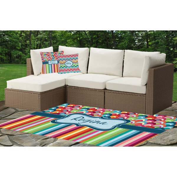 Retro Scales & Stripes Outdoor Mat & Cushions