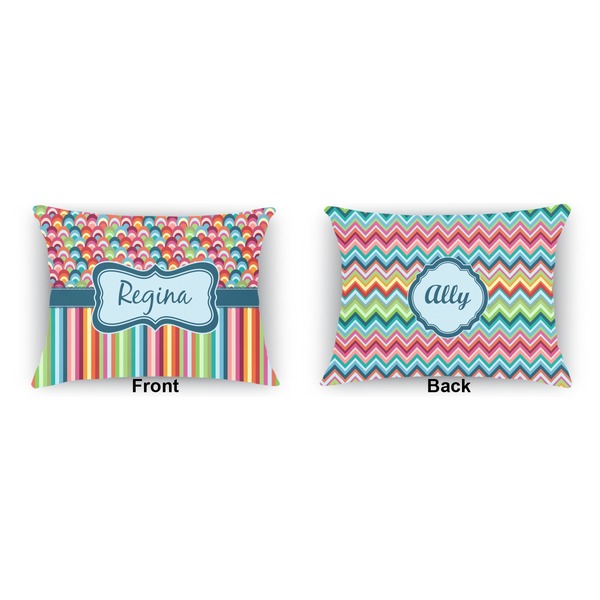 Retro Scales & Stripes  Indoor Rectangular Burlap Pillow (Front and Back)