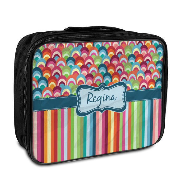 Custom Retro Scales & Stripes Insulated Lunch Bag w/ Name or Text