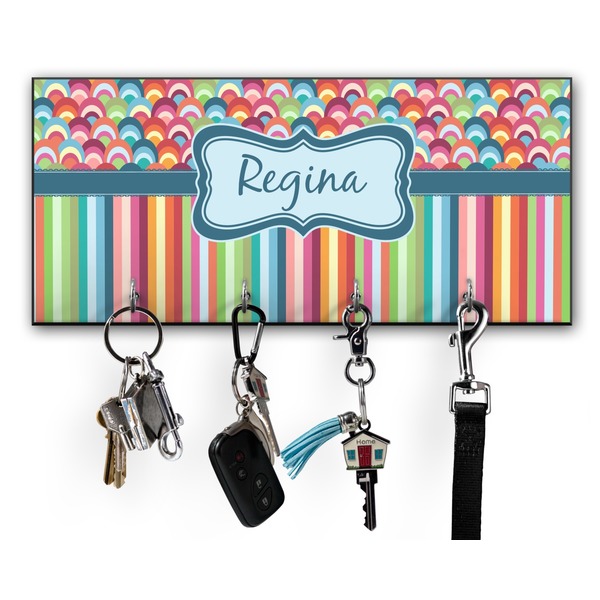Custom Retro Scales & Stripes Key Hanger w/ 4 Hooks w/ Name or Text