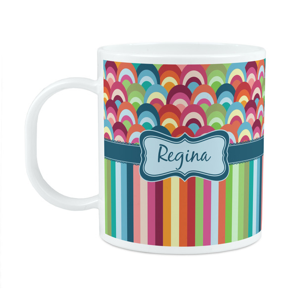 Custom Retro Scales & Stripes Plastic Kids Mug (Personalized)