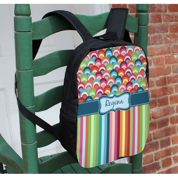Retro Scales & Stripes Kids Backpack - In Context
