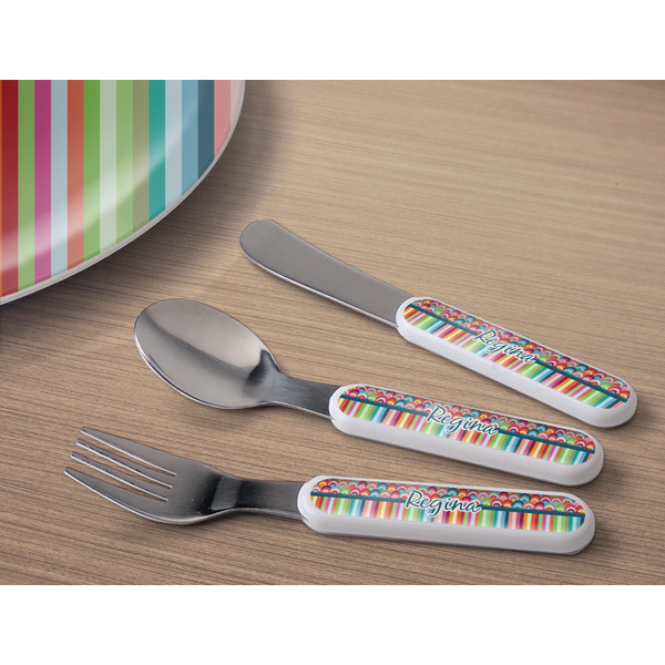 Retro Scales & Stripes Kids Flatware w/ Plate