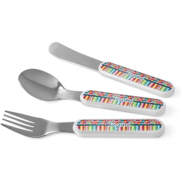 Custom Retro Scales & Stripes Kid's Flatware (Personalized)
