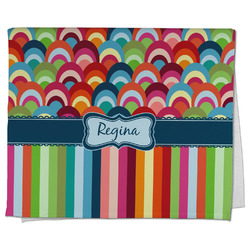 Retro Scales & Stripes Kitchen Towel - Poly Cotton w/ Name or Text