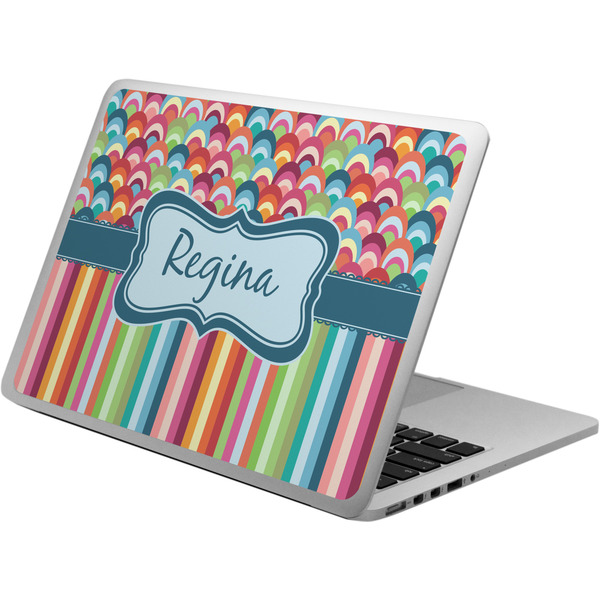 Custom Retro Scales & Stripes Laptop Skin - Custom Sized w/ Name or Text