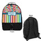Retro Scales & Stripes Large Backpack - Black - Front & Back View