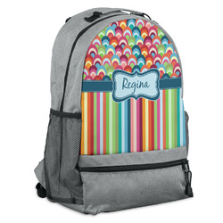 Retro Scales & Stripes Backpack - Grey (Personalized)
