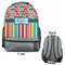Retro Scales & Stripes Large Backpack - Gray - Front & Back View