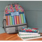 Retro Scales & Stripes Large Backpack - Gray - On Desk