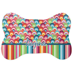 Retro Scales & Stripes Bone Shaped Dog Food Mat (Personalized)