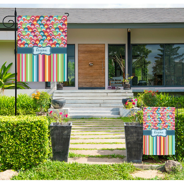 Retro Scales & Stripes Large Garden Flag - LIFESTYLE