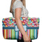Retro Scales & Stripes Large Rope Tote Bag - In Context View