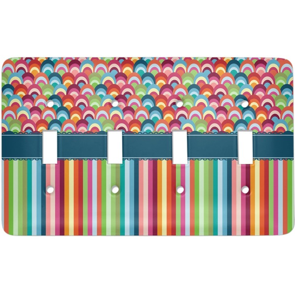 Custom Retro Scales & Stripes Light Switch Cover (4 Toggle Plate)