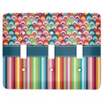 Retro Scales & Stripes Light Switch Cover (3 Toggle Plate)