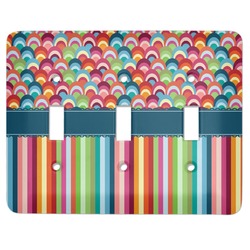 Retro Scales & Stripes Light Switch Cover (3 Toggle Plate)