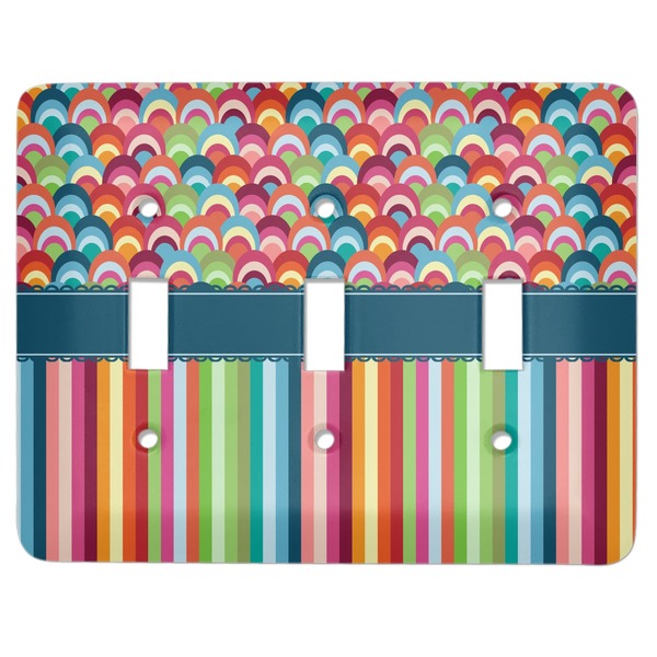 Custom Retro Scales & Stripes Light Switch Cover (3 Toggle Plate)