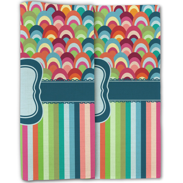 Retro Scales & Stripes Linen Placemat - Folded Half (double sided)