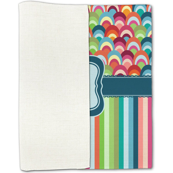 Retro Scales & Stripes Linen Placemat - Folded Half
