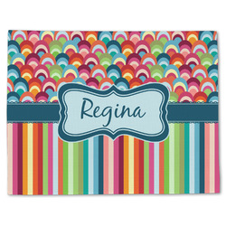 Retro Scales & Stripes Single-Sided Linen Placemat - Single w/ Name or Text