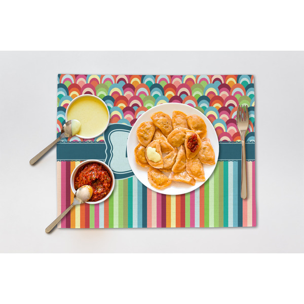 Retro Scales & Stripes Linen Placemat - Lifestyle (single)